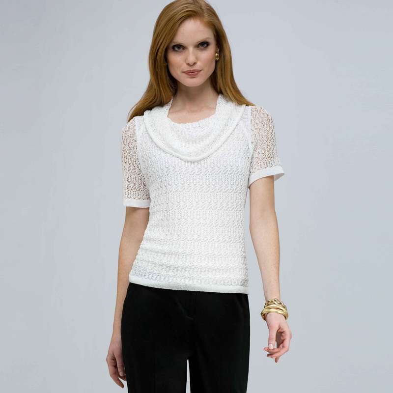 Cowl Neck Top, White, large image number 0