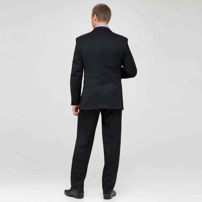 Black Flat Front Wool Suit, Black, large image number 1